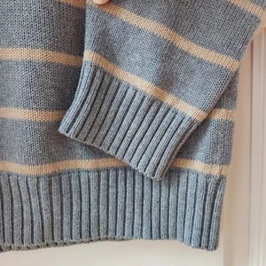 Lands End Drifter Pullover Sweater Mens XL 46-48 Gray Tan Stripe V Neck - Picture 1 of 7