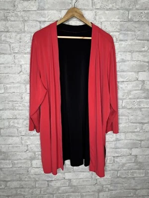 Susan Graver Liquid Knit Size 3XP Reversible Black Red Open Cárdigan Jacket - Image 1 of 4