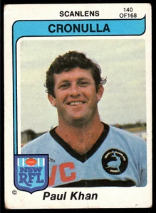 1980 #140 Paul Khan Cronulla Sharks Scanlens rugby league NRL card - Picture 1 of 2