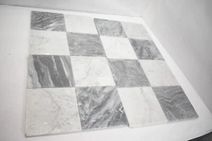 Checkmate White/Grey 11.875" x 11.875" Square Honed Carra/Bardiglio Marble 13028 - Picture 1 of 9