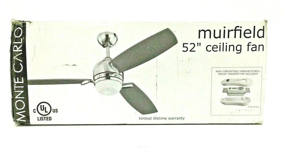 Monte Carlo Ceiling Fan Muirfield 52" 3 Blade Roman Bronze 3MUR52RBD with Remote - Image 1 of 3