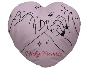 Personalised Pink Pinky Promise Design Heart Shaped Cushion Valentines Day Gift - Picture 1 of 2