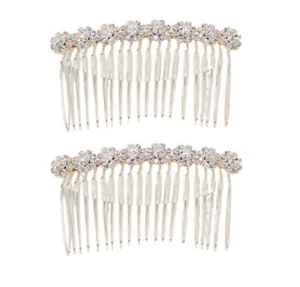 HLLMX 2 PCS 8-Flower Hairpin Combs Crystal Rhinestone Bridal Hair Pins Hair C... - Picture 1 of 6