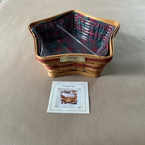 2001 LONGABERGER BASKET CHRISTMAS COLLECTION SHINING STAR W/LINER & PROTECTOR Cover