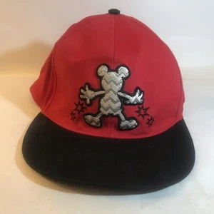 Vintage Mickey Mouse Druckknopflasche verstellbar rot & schwarz Mütze ca [ EUC - Bild 1 von 9