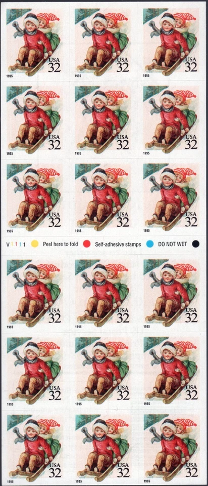 Scott #3013a Winter Sledding Booklet of 18 Stamps - MNH - Image 1 of 2