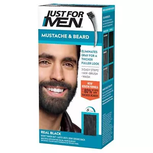 Just For Men Easy Brush In Mustache & Beard Color, Real Black M-55 - Picture 1 of 8