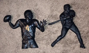 Hobby Lobby 3D Football Baseball Player Wall Hanging Silhouette Set Resin Sports - Picture 1 of 7