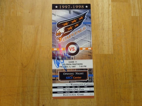 Calle Johansson Autographe Ticket Washington Capitals Opening Night MCI Center Cover