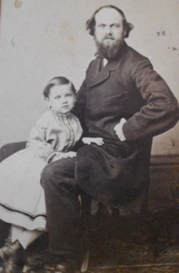 ANTICA FOTO CDV AMOREVOLE PADRE E BAMBINO BROOKLYN NEW YORK BUONA - Foto 1 di 3