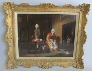 Fine Antique 19th C. English Oil Painting w/ Cats & Dog F. HAKEWELL, circa 1819 - Picture 1 of 12