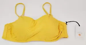 Shade & Shore Size 34A Bikini Top Bandeau Underwire Ribbed Gold Yellow Lined - Picture 1 of 13