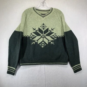 Women’s Snowflake Sweater Large Wool Blend Greens Nordic Cottage Core EUC! - Picture 1 of 17