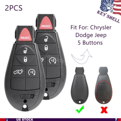 2 For 2008 2009 2010 Dodge Charger Keyless Remote Key Case Shell Fob IYZ-C01C - Image 1 of 4
