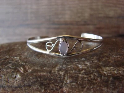 SMALL Navajo Baby Sterling Silver Pink Shell Bracelet by Lincoln - Image 1 of 4