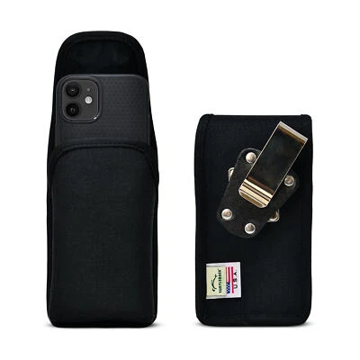 iPhone 12 13 Mini Vertical Holster Black Nylon Pouch with Heavy Duty Rotating - Image 1 of 4