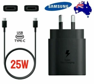 Samsung Galaxy 25 Watts USB-C Super Fast Charging Wall Charger & Cable-Black - Picture 1 of 8