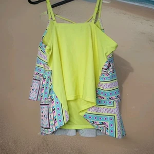 Damen-Strandtop Größe 24 Takini blau gelb Crush Candy Strandparty Kreuzfahrt Gerechtigkeit - Bild 1 von 10