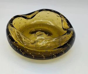 Mid Century Mundgeblasen Kunst Glas Bollicante Aschenbecher Schale mit kontrollierten Blasen - Bild 1 von 4