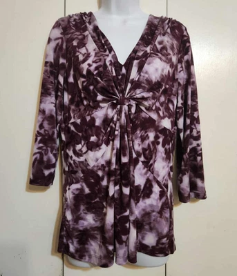VTG Y2K Large Daisy Fuentes Purple Tie Dye Whimsygoth Boho Fairy Ruched Top - Image 1 of 4