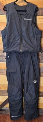 Vtg Polaris Snowmobile Pants Mens L W/ Detachable Vest MVT Waterproof Black Fun - Image 1 of 4