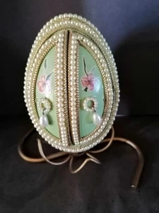 Vintage Faberge Inspired Egg Shell Art Handmade Boy under Sea Inside - Picture 1 of 6