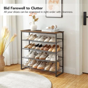 Shoe Rack 5 Tier Shoe Organizer Adjustable Shoe Shelves for Entryway Closet - Picture 1 of 8