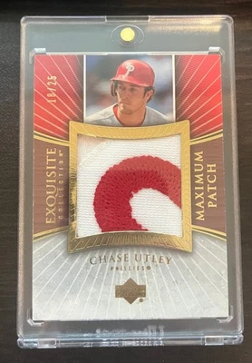 Parche enorme Chase Utley 2006 Upper Deck Exquisite Maximum #d/25 Foto 1 de 2