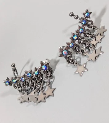Gris Metálico Estrella Dije Estrás Oreja Escalador Puño Perforado Celestial Gótico Foto 1 de 4