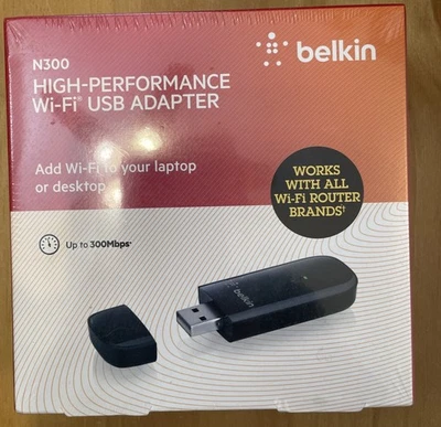 NEW Belkin N300 High Performance Wireless Wi-Fi USB Adapter   - Image 1 of 2