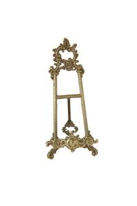 Brass Picture Easel Vintage Stand Plate Picture Holder Ornate  15.75” Tall - Picture 1 of 10
