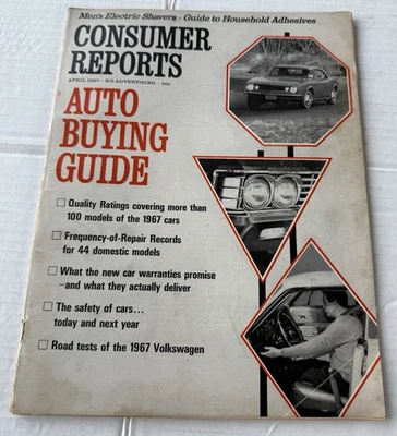 Consumer Reports April 1967 Auto Buying Guide Vintage Magazine - Imagem 1 de 4