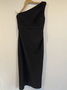 Bae Women’s Black About Us Midi Maternity Dress Size S NEW 1 Shoulder Crepe - Bild 1 von 11