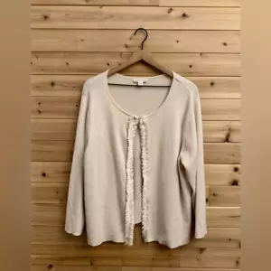 Coldwater Creek Size 2X Plus Size Silk Blend Cream Coquette Open Cardigan - Picture 1 of 12
