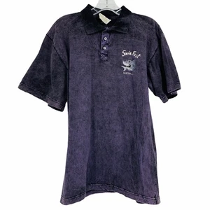 Vintage Churinga Men's M Purple Acid Wash Tie Dye Polo Swim Fast Australia Shark - Picture 1 of 8