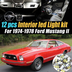 12Pc Car Interior LED Super White Light Bulb Kit for 1974-1978 Ford Mustang II