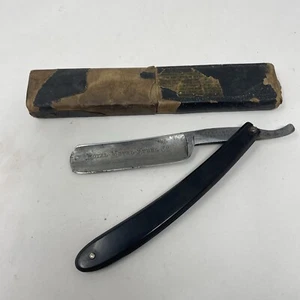 Rasoio dritto vintage T. Inman Sheffield lama incisa "Royal Metal Steel Co" - Foto 1 di 10