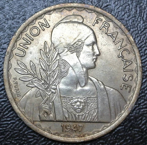 1947 FRENCH INDOCHINA - 1 PIASTRE - COPPER-NICKEL - Nice HIGH GRADE Cover