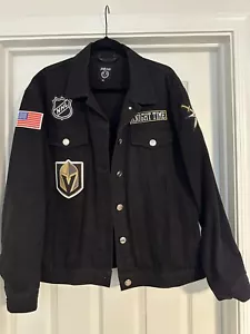 VEGAS GOLDEN KNIGHTS Black Denim Jacket with Custom Embroidery patches - Picture 1 of 10