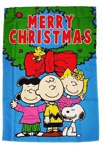 "BANDERA DE FELIZ NAVIDAD PEANUTS SNOOPY AND THE PANG ~ BANDERA PEQUEÑA TALLA 12""x 18""~NUEVA - Imagen 1 de 1