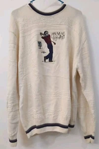 Vtg Shenandoah Golf Sweater Embroidered No.18 Hole Sz L - Picture 1 of 12