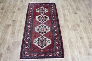 Vintage Handmade Oriental Wool Rug Natural Dyes 142 x 72 cm - Picture 1 of 10