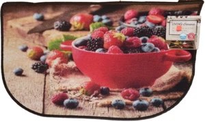 Printed Kitchen Nylon Rug(18"x30")FRUITS,RED BAWL OF BERRIES, D shape, Kool Home - Picture 1 of 10