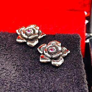 Authentic Ed Hardy Mini Rose Stud Stainless Steel Earrings