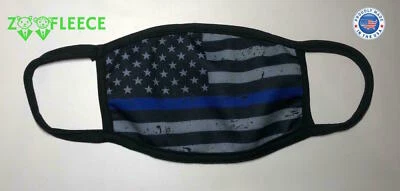Police Blue Line Lives Matter America Flag Thin Face Mask Washable Safe Masks - Image 1 of 4