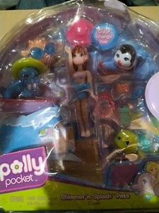 ๐ Vintage Polly Pocket Shimmer 'n Splash Pets Cove New Nip Set Color Change T13 - Picture 1 of 1
