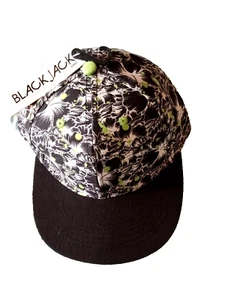 Black Jack One Size Snap Back Hat NEW Black & Lime Green 6 panel Tropical Floral - Picture 1 of 6