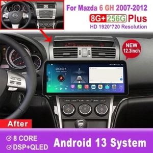 12.3 inch Screen Android Car Radio For Mazda 6 GH 2007-2012 CarPlay Head Unit - Picture 1 of 7