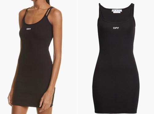 OFF WHITE Abito da serbatoio in cotone biologico con logo bianco sporco (nero)