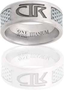 J113w Ring White Titanium Carbon Fiber  Mormon One Moment In Time LDS CTR - Picture 1 of 10